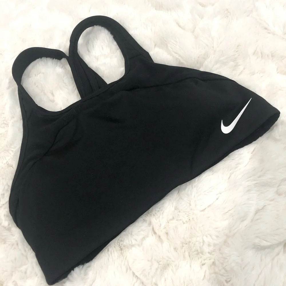 Nike Small breathable black front keyhole crisscross sports bra with mesh detail - Picture 1 of 6